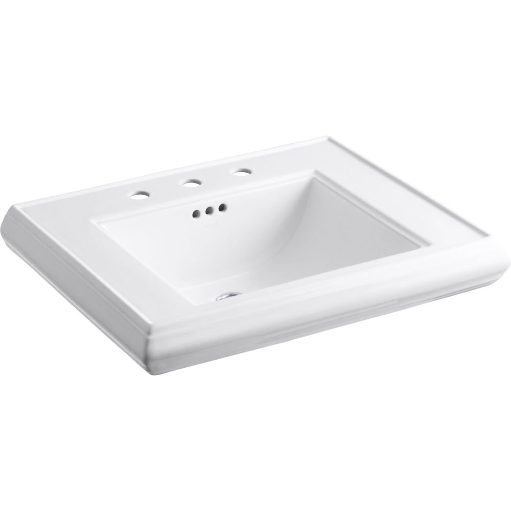 KohlerK-2259-8-0 Memoirs Pedestal Bathroom Sink Basin, White
