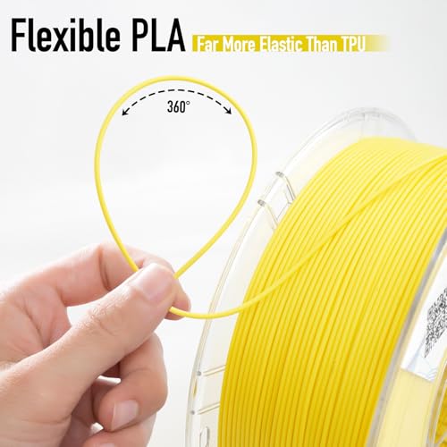 Image of YXPOLYER Flexible PLA Food-Safe 92A Soft PLA 3D Printer Filament 1.75mm 1KG for Printing Dog Chew Toys and Highly Elastic Bouncy Airless Basketball Pet Ball, Yellow