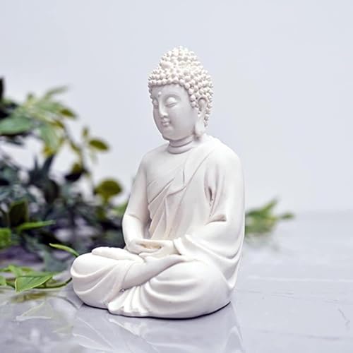 Image of New Handcrafted Dhyan Buddha Statue Aquarium Pond Fountains and Water or Fish Tank Meditation Buddha Statue Lord Figurine Idol Gift Items (White)