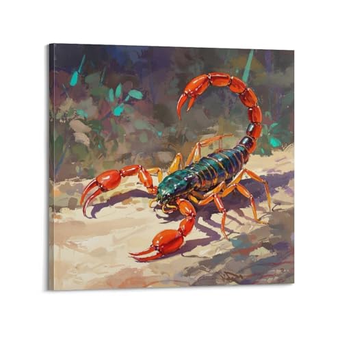 Poster scorpion rouge et vert CMHONLY 50x50 cm sur toile déco moderne encadrée
