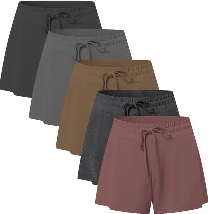 5 Pack: Womens SuperSoft Comfy Stretch Pajama Lounge Shorts Elegant Sleepwear Cozy Pajama Bottoms Cute Sleep Shorts