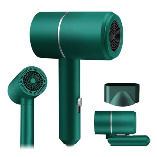 AVCXEC Sèche-cheveux Pliable, Sèche-Cheveux de Voyage Pliable, Professionnel Sèche-Cheveux Lonique, Sèche Cheveux Ionique, 2 Températures, 1 Buses, pour Voyages, Maison, Salon (Vert)