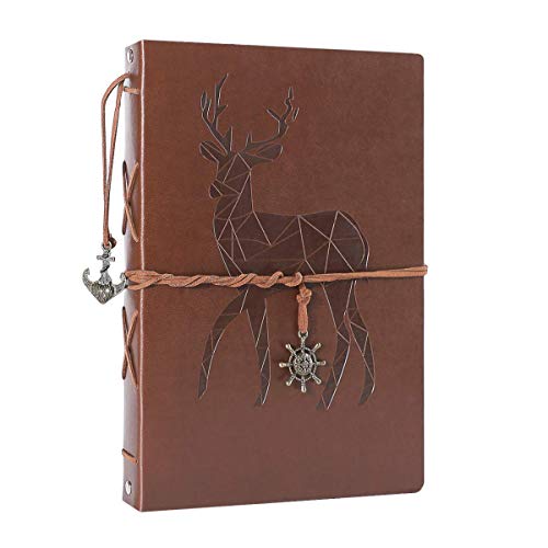 AIOR Scrapbook Photo Album, Self Adhesive Wedding Memory Book Vintage Leather DIY Guest
