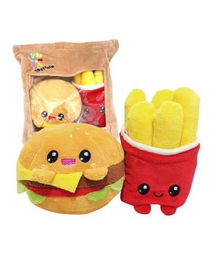 Joy Toy Yummis Together Burger et Frites – 2 Peluches 15 cm dans Un Sac en Peluche 21 x 21 cm