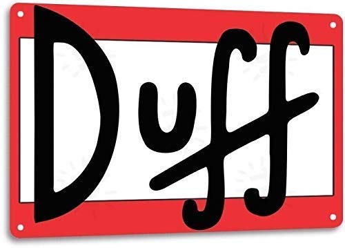 Letrero de metal con el logotipo de la cerveza Duff de Lotusworld con diseño retro de The Simpson Wall Bar Man Cave Decor, 8 x 12 pulgadas