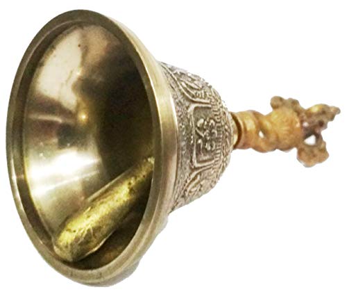 Purpledip Bell Metal Tribhu Handheld Ringing Bell Gahnta with Dorje Handle: Buddhist Tibetan Meditation Prayer Musical Instrument - Image 2