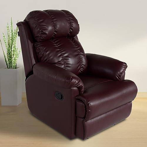 Image of Recliners India 369 Single Seater Recliner Sofa | 3 Modes of Comfort | Manual Recliner Chair | Cushion Armrest | Living Room Recliner Sofa | 1-Year Manufacturer Warranty | Colour- Burgundy