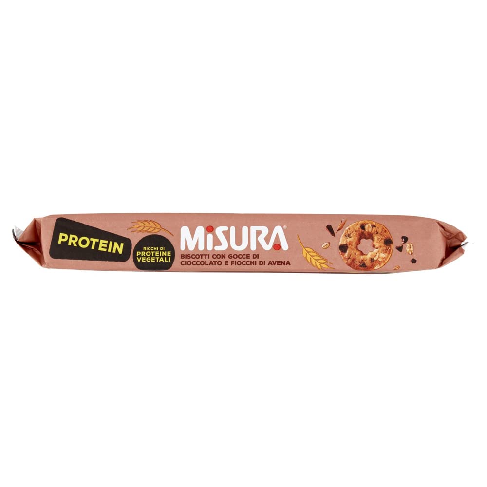 Misura Protein,Galletas de proteínas con gotas de chocolate y avena, Ricas en proteínas vegetales, 260 g + Italian Gourmet Polpa di Pomodoro 400 g en lata