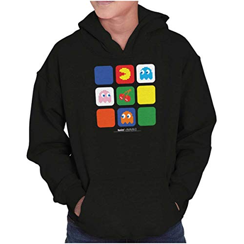Rubik's Pacman Pixelated 80's Game Youth Hoodie Boy Girl Black