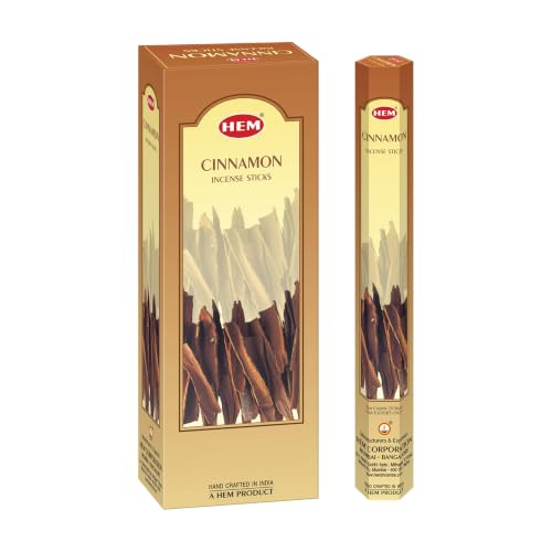 Hem Cinnamon Incense Sticks (120 Sticks 6 Boxes Inside) - 9 Inches Long 20g per Box - Perfect for Meditation Rituals Cleansing & Yoga.