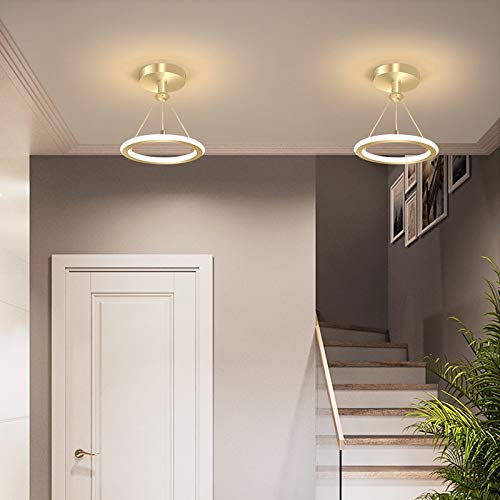 Lampe suspendue LED ronde dorée pour éclairage intérieur de maison moderne - 4