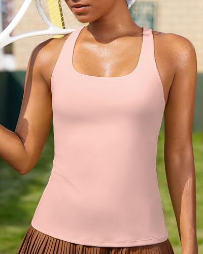 Image of RUNNING GIRL Workout Tops for Women,Racerback Tank Tops with Built in Bras,Padded Sports Bra Yoga Tank Athletic Tops