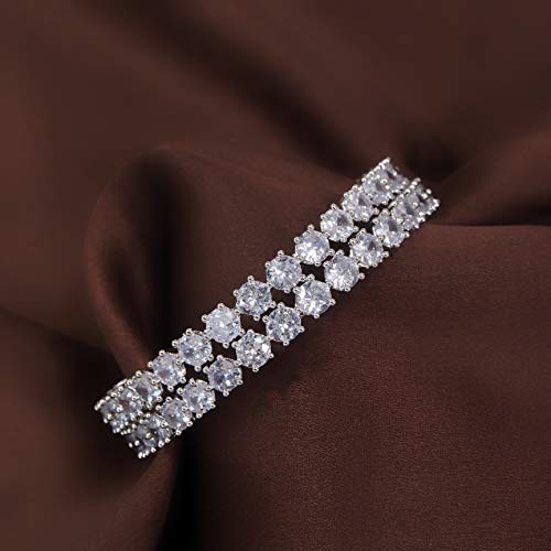 I Jewels Silver Plated Indian Wedding Bollywood CZ American Diamond Designer Brass Kada/Bangles Set Jewelry for Women Set of 22