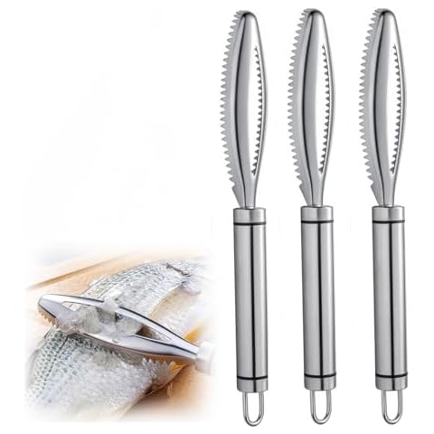 Fish Scales Scraping Tool, Multifunction Stainless Steel Fish Scale Knife Fish Cleaning Kit,Fish Scaler Remover Fish Descaler Sawtooth for Home Market Restaurant (3 PCS) Cover
