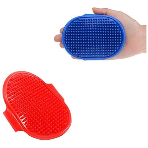 Bahob® 2 Pack Pet Bath Brush Dog Cat Grooming Massage Mitt Comb Flexible Rubber Shower Brush with Adjustable Strap,Short or Long Hair Cover