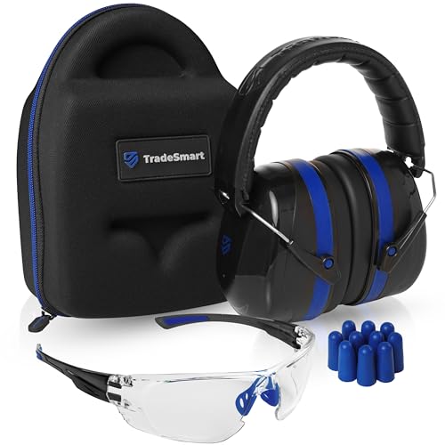TradeSmart All-in-One Shooting Ear Protection - Comfort+ NRR 28 Earmuffs, Glasses & Earplugs + Carry Case