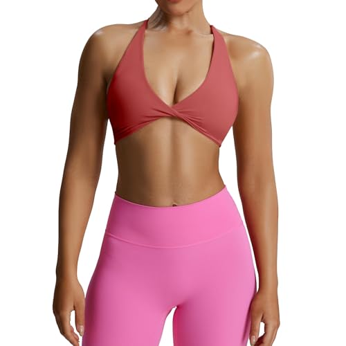 Image of Aoxjox Women's Workout Sports Bras Fitness Metamorph Sienna Twist Bra Yoga Crop Tank
