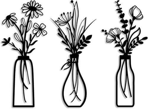 Lot de 3 fleurs murales en métal