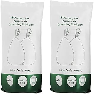 SONGMICS Torba na śmieci 8L, worki na śmieci do sortowania 3 wiaderek 8 l lub kosz na śmieci 5-8 l, kod torby 008A, 2 rolki, 90 toreb, wodoodporna, do kuchni, biała KRB008A02