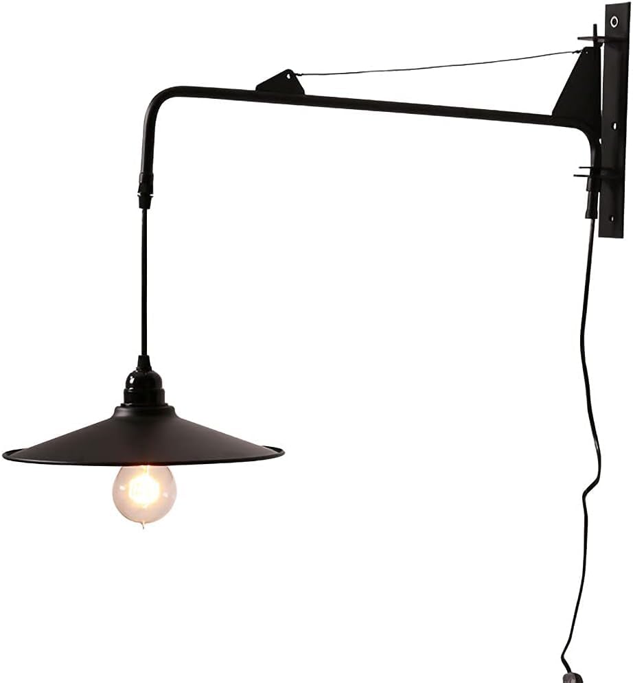 Lampe de chevet chambre et couloir applique industrielle à bras articulé et interrupteur