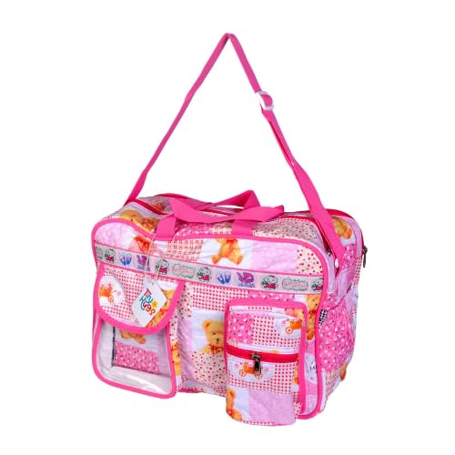 Image of Pink Baby Diaper Bag | Spacious Waterproof Backpack with Multiple Pockets | Travel Bag