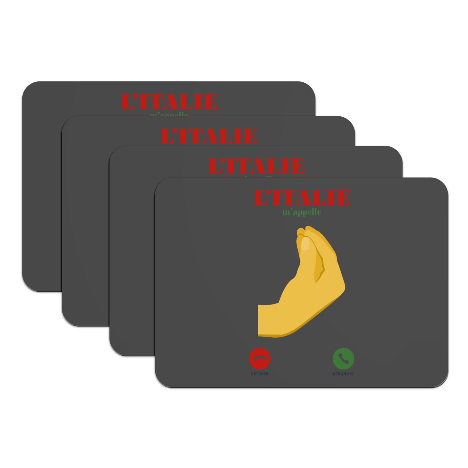 L'Italie m'appelle lot de 4 sets de table humour à offrir