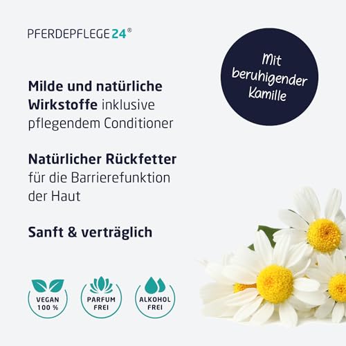 PFERDEPFLEGE24 Pferde Shampoo Anti Juckreiz 500ml - Juckreiz lindern & Haut regenerieren - Natürliches Pferdeshampoo gegen Milben, Pilz-, Floh & Parasiten