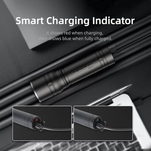 Image of SUPERFIRE Rechargeable LED Flashlight Portable Pocket Torch with USB Charging 4 Light Modes Long Beam Distance Compact Lightweight Waterproof Torch for Camping Emergency & Outdoor