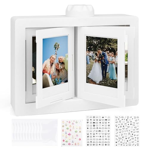 Wlovax 2x3 picture frame Rotating polaroid frame for Instax Mini Photos & Photocards Desktop small picture frame for 24 Photoswith 50 Protective Sleeves & DIY Stickers No Assembly Required Cute Memory Gift for Birthday Anniversary Graduation Dormitory Desk Aesthetic