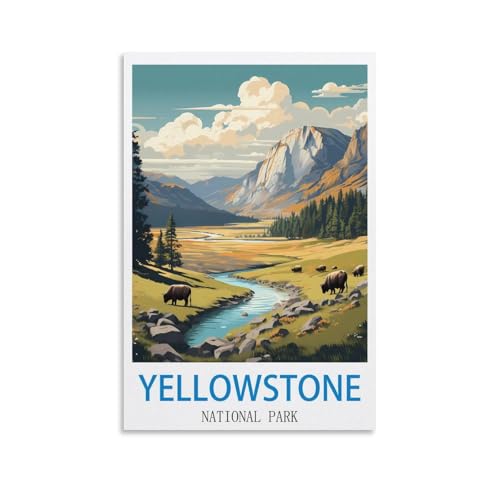 Yellowstone Poster toile vintage 60 x 90 cm déco murale chambre adulte