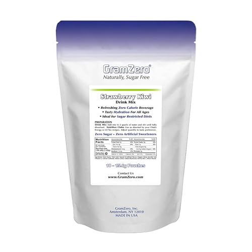 GramZero Strawberry Kiwi, Sugar Free Drink Mix, Pitcher Pack, Great For Nutrition Club Loaded Tea, Zero Calorie, Stevia Sweetened