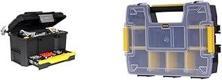 STANLEY Deep Toolbox Storage, 1 Touch Latch, Portable Tote Tray with Drawer, 19 Inch, 1-70-316 & STST1-70720 "Sortmaster" Organizer Stackable, Multi-Colour