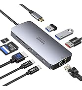 Adaptateur USB C, Hub USB C HDMI, USB-C vers Ethernet Gigabit, Port USB 3.1, Lecture de Carte SD/...