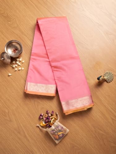 Image of Women's Cotton Blend Banarasi Saree With Unstitched Blouse Piece