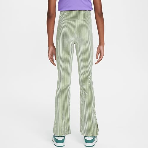 Nike Sportswear Big Kids' (Girls') High-Waisted Flared Ribbed Leggings (HF4387-386, Oil Green/Jade Horizon)2