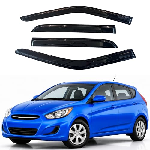 Image of IG Window Visors Fit for 2012-2017 Hyundai Accent Hatchback, Out-Channel Rain Guards Vent Wind Deflectors 4PC, Car Accessories for 12-17 Accent Hatchback (Excludes Sedan)