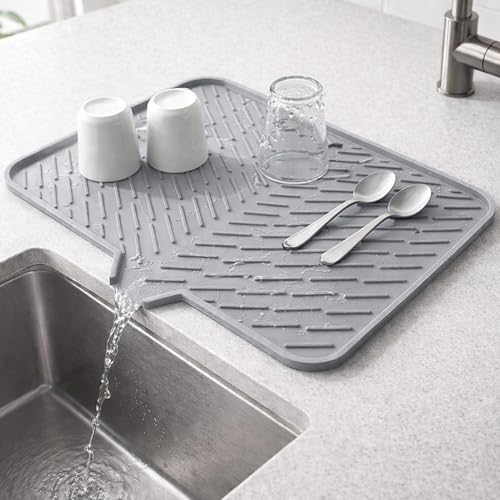 Image of Signamio Silicone Dish Drying Mat - Large Drying Mat for Kitchen Utensils, Dry Mat for Wet Utensils on Kitchen Slab, Non-Slip and Heat Resistant, Easy to Clean, Durable Kitchen Accessory