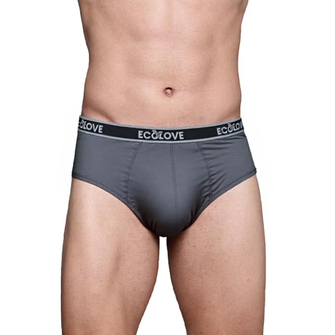 Image of EcoLove Men's Brief Underwear, Black Navy Blue Dark Grey with Elastic Waistband