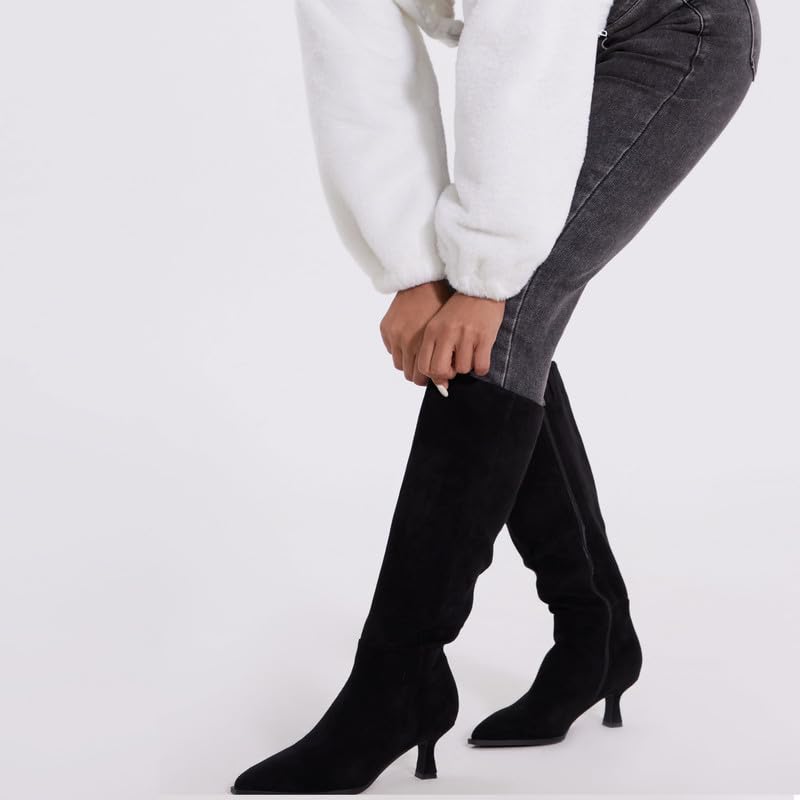 Image of Modatope Knee High Boots for Women Kitten Heel Boots