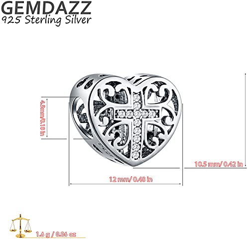 GEMDAZZ Religious Series Charm 925 Sterling Silver Chinese Yin Yang,Keep Faith Cross Dice Charms Beads Fit Men Women Bracelet Gift for Christmas/Mothers Day2