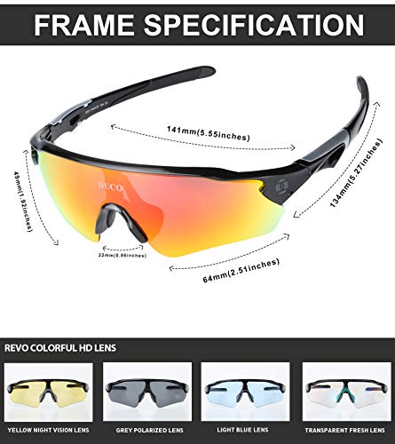 Duco Lunettes de Cyclisme 0021-100% Anti UVA UVB - avec 5 Verres interchangeables - Image 3
