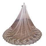 Générique Mariage 5m 4m 3m de Long Veaux de mariée de Mariage en Dentelle 1 t (Color : Ivory, Item Length : 500cm)