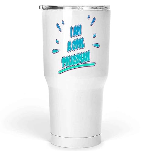 Gift for Policemen - Great Cop German Quote Present for Law Enforcement - 30 Oz White Stainless Steel Large Tumbler