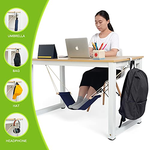 Foot Hammock Under Desk Footrest | Adjustable Office Foot Rest Under Desk Hammock | Portable Desk Feet Hammock With Headphones Holder (Black) #TOP4