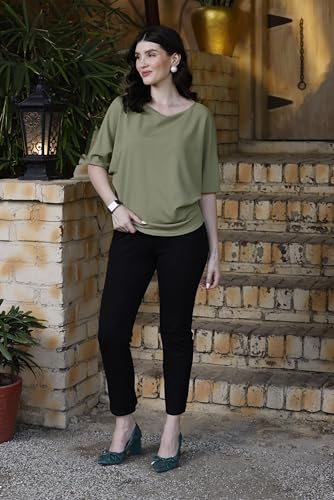 Image of Zilcon Womens Half Ballon Sleeve t-Shirt Tops Boat Neck Loose Fit Casual Workout T-Shirts