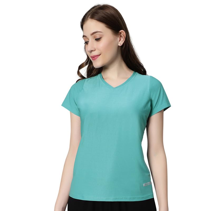 Image of omtex Coded Fitness Casual Gym, Sports, V Neck Activewear Tshirt for Women