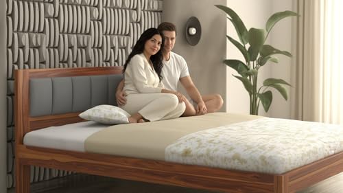 Image of Sheesham Wood King Size Bed Without Storage | Wooden Double Beds Cot for Bedroom Furniture | Palang Double Bed for Hotels (DIY- Customer Side Self Assembly) 1 Year Warranty - Honey