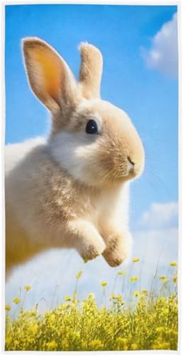 フェイスタオル バスタオル 綿 速乾 薄手 うさぎ ウサギ 兎柄 青空 可愛い 大判 タオル 部屋干し 柔らかく 肌に優しい 四季通用 家庭用 ホテル 業務用