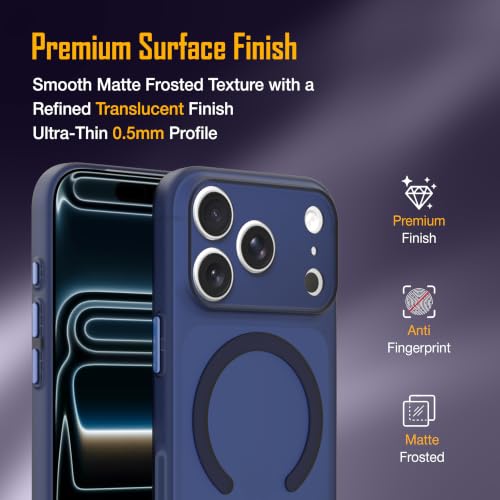 Image of ZAP CASE Paper Thin Case for iPhone 17 Pro | Ultra-Slim 0.5 mm Back Cover | Metal Buttons | Lightweight | Matte Finish | Anti-Fingerprint | Scratch Resistant | Camera Protection | Magsafe | Blue