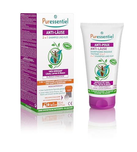 Puressentiel Shampoo–Maske mit Kamm Behandlung Läuse, Larven, Nissen 150 ml